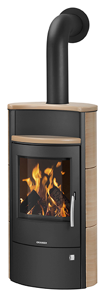 Poêle à bois Pori 7 Acier noir, dessus et côtés céramique corretto