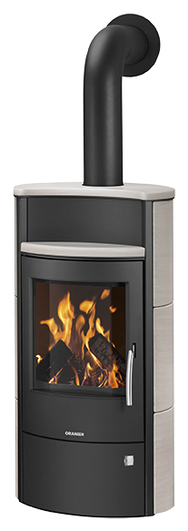 Poêle à bois Pori 7 Acier noir, dessus et côtés céramique freddo