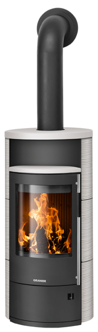 Poêles à bois Polar Neo 4 Céramique blanc soyeux, corps acier noir