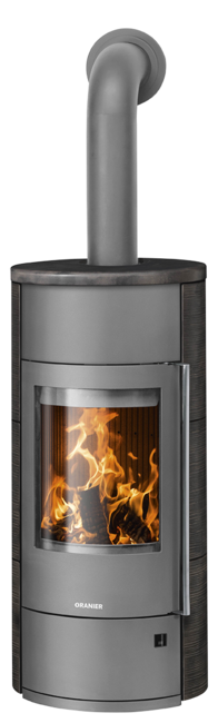 Poêle à bois Polar Neo W+ Acier gris, dessus et cotés céramique namib