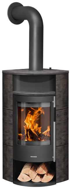 Poêle à bois Polar Neo Eck Acier noir, dessus et côtés céramique namib