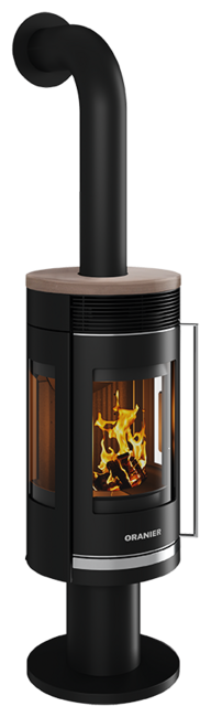 Poêles à bois Rota Twist Acier noir, dessus céramique grappa