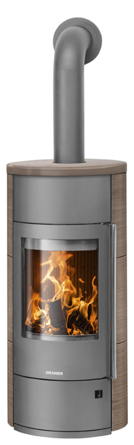 Poêle à bois Polar Neo W+ Acier gris, dessus et cotés céramique grappa