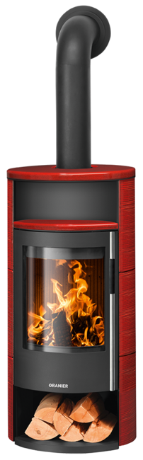 Poêles à bois Polar Neo 6 Céramique rouge paprika, corps acier noir