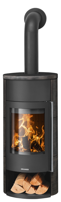 Poêle à bois Polar Neo W+ Acier noir, dessus et cotés céramique namib