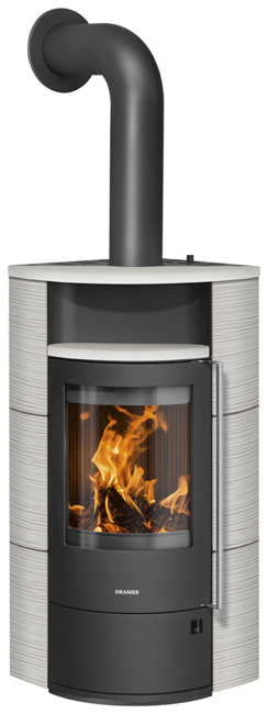 Poêle à bois Polar Neo Eck Acier noir, dessus et côtés céramique blanc soyeux