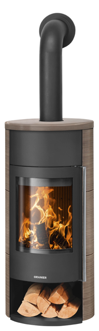 Poêle à bois Polar Neo W+ Acier noir, dessus et cotés céramique grappa