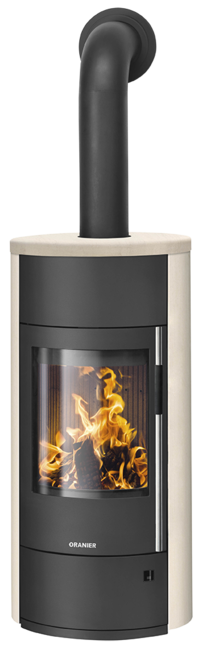 Poêle à bois Polar Neo Vantage W+ Acier noir, dessus et côtés pierre cream