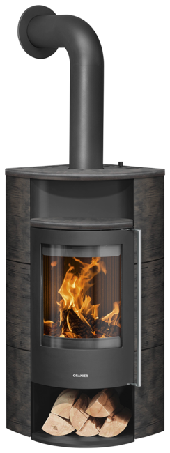 Poêle à bois Polar Neo Eck Acier noir, dessus et côtés céramique namib