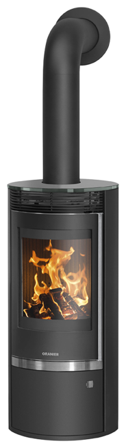 Poêles à bois Rota Top 2.0 Acier noir, dessus verre