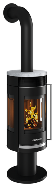 Poêles à bois Rota Twist Acier noir, dessus pierre ollaire