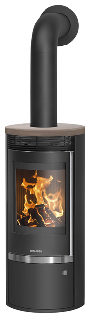 Poêles à bois Rota Top 2.0 Acier noir, dessus céramique grappa