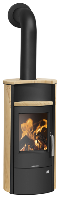 Poêle à bois Pori 5 Acier noir, dessus et côtés pierre sable