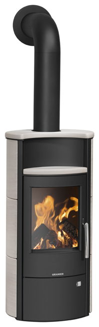 Poêle à bois Pori 5 Acier noir, dessus et côtés céramique freddo