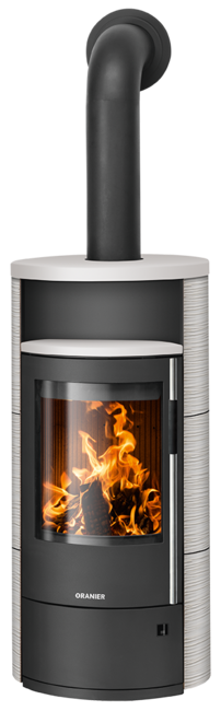 Poêles à bois Polar Neo 6 Céramique blanc soyeux, corps acier noir