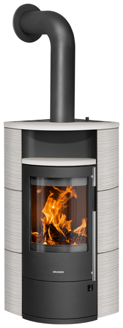 Poêle à bois Polar Neo Eck Acier noir, dessus et côtés céramique blanc soyeux