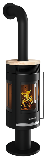 Poêles à bois Rota Twist Acier noir, dessus pierre sable