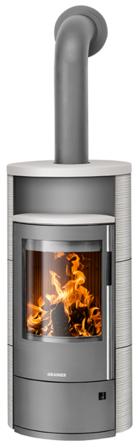 Poêles à bois Polar Neo 6 Céramique blanc soyeux, corps acier gris