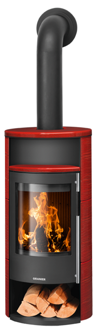 Poêles à bois Polar Neo 4 Céramique rouge paprika, corps acier noir
