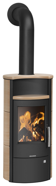 Poêle à bois Pori 5 Acier noir, dessus et côtés céramique corretto